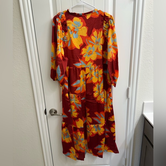 NWT Umgee Floral Long Sleeve Midi Dress sz M - Picture 6 of 8